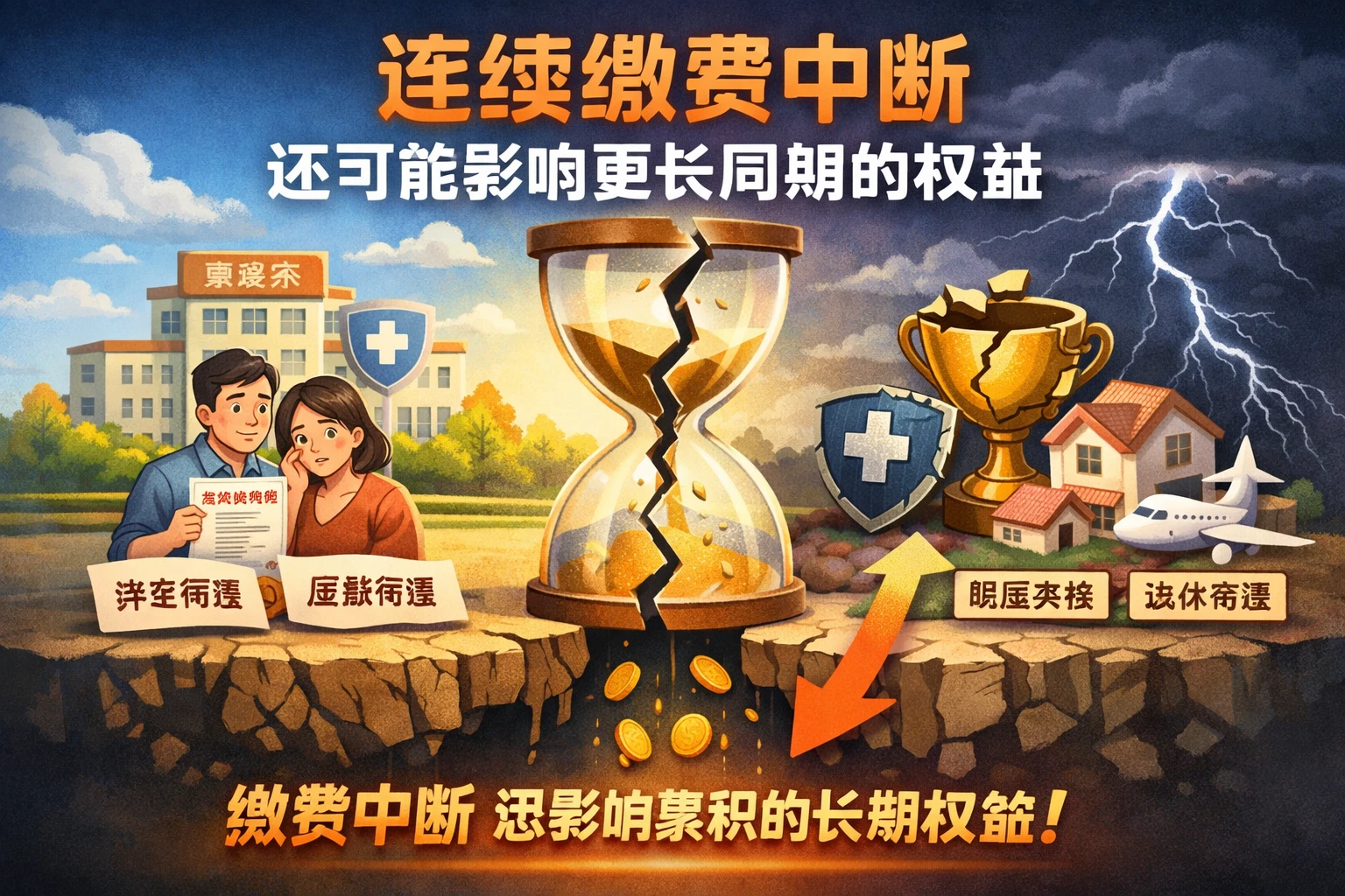 连续缴费中断，还可能影响更长周期的权益