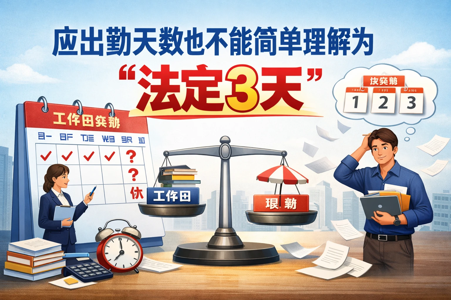 应出勤天数也不能简单理解为“法定3天”