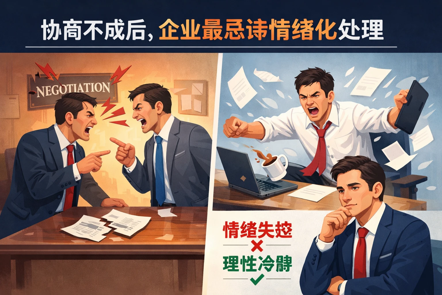 协商不成后，企业最忌讳情绪化处理