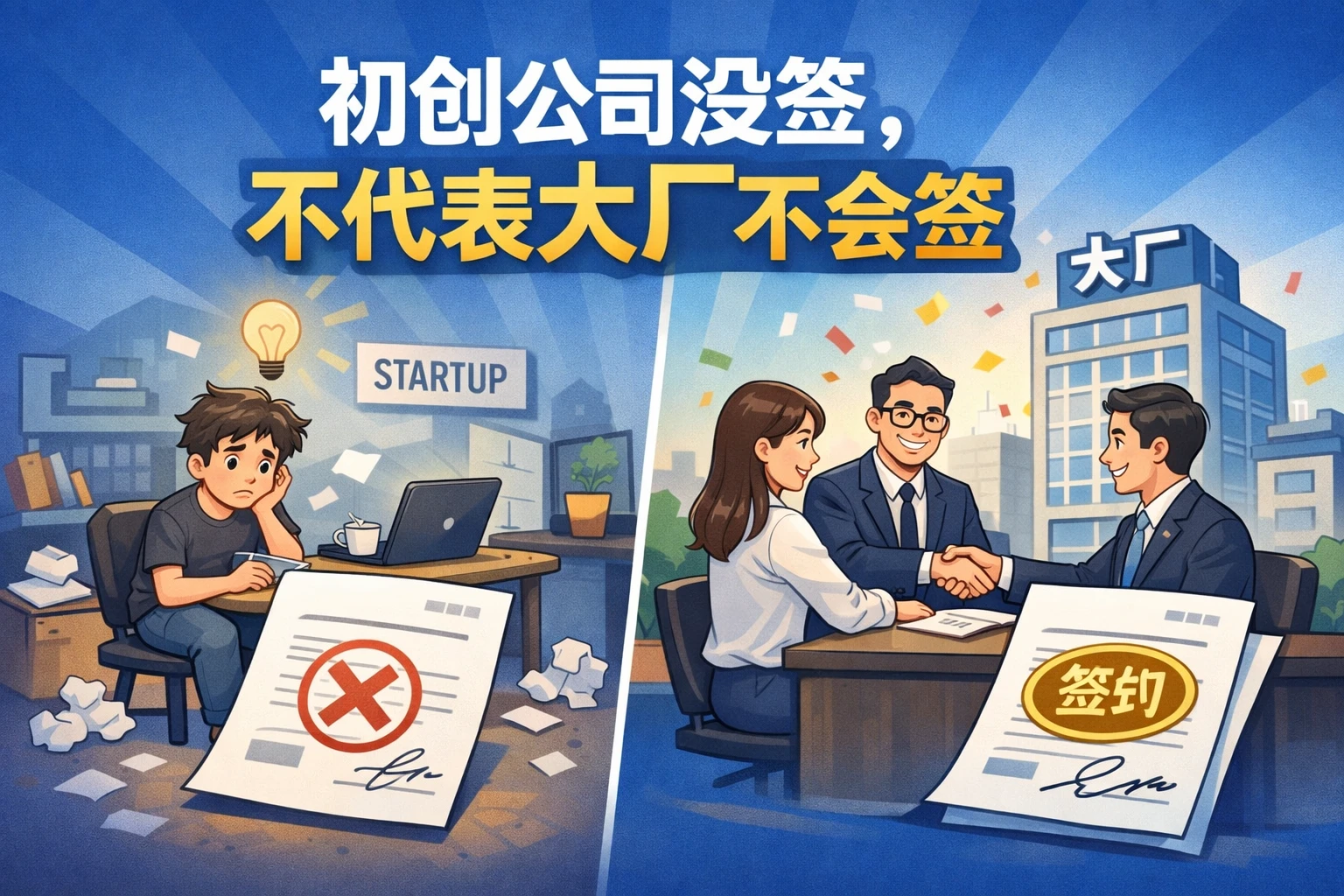 初创公司没签，不代表大厂不会签