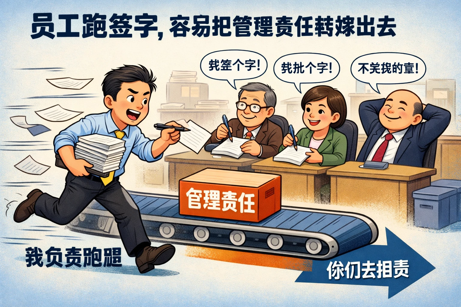 员工跑签字,容易把管理责任转嫁出去