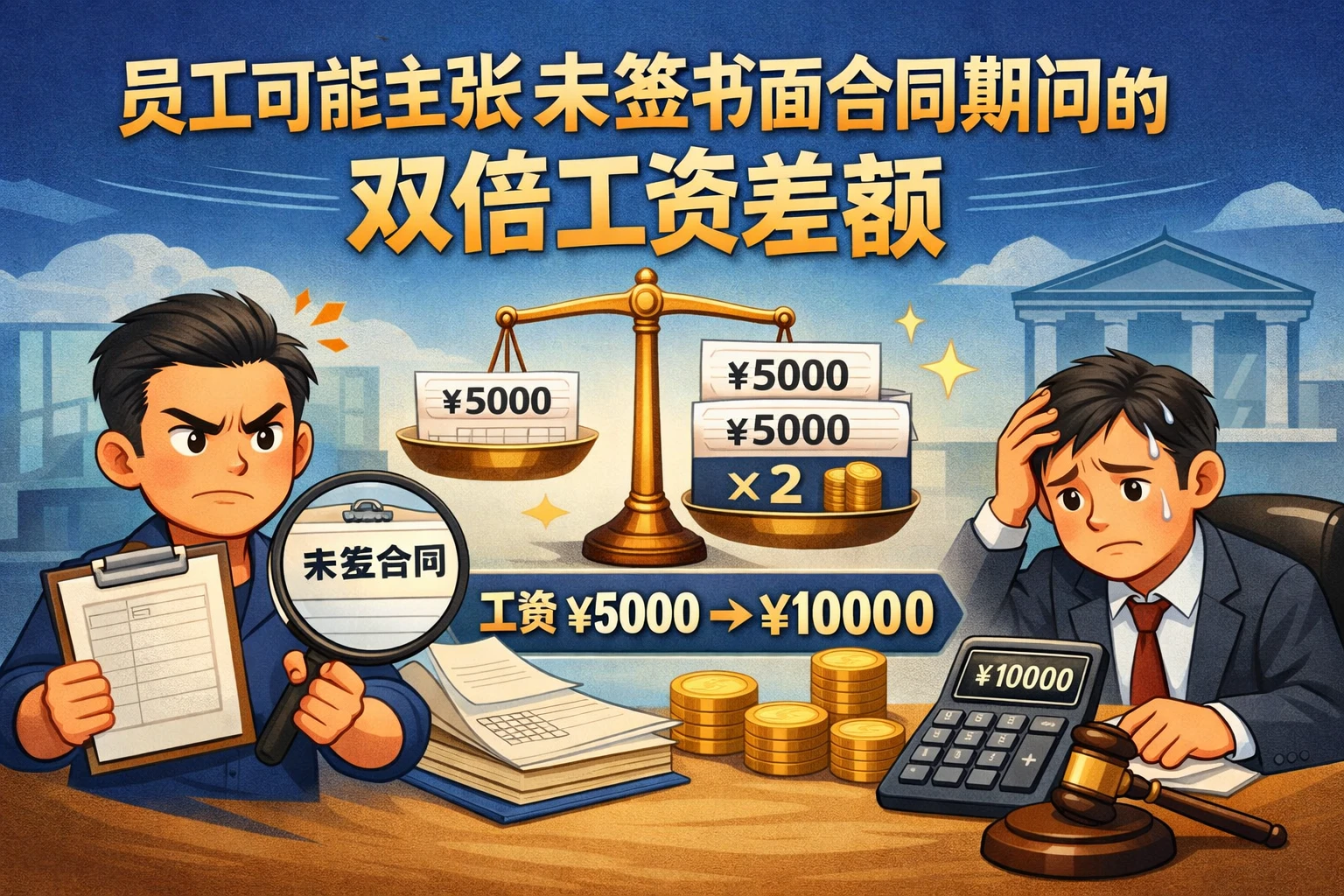 员工可能主张未签书面合同期间的双倍工资差额