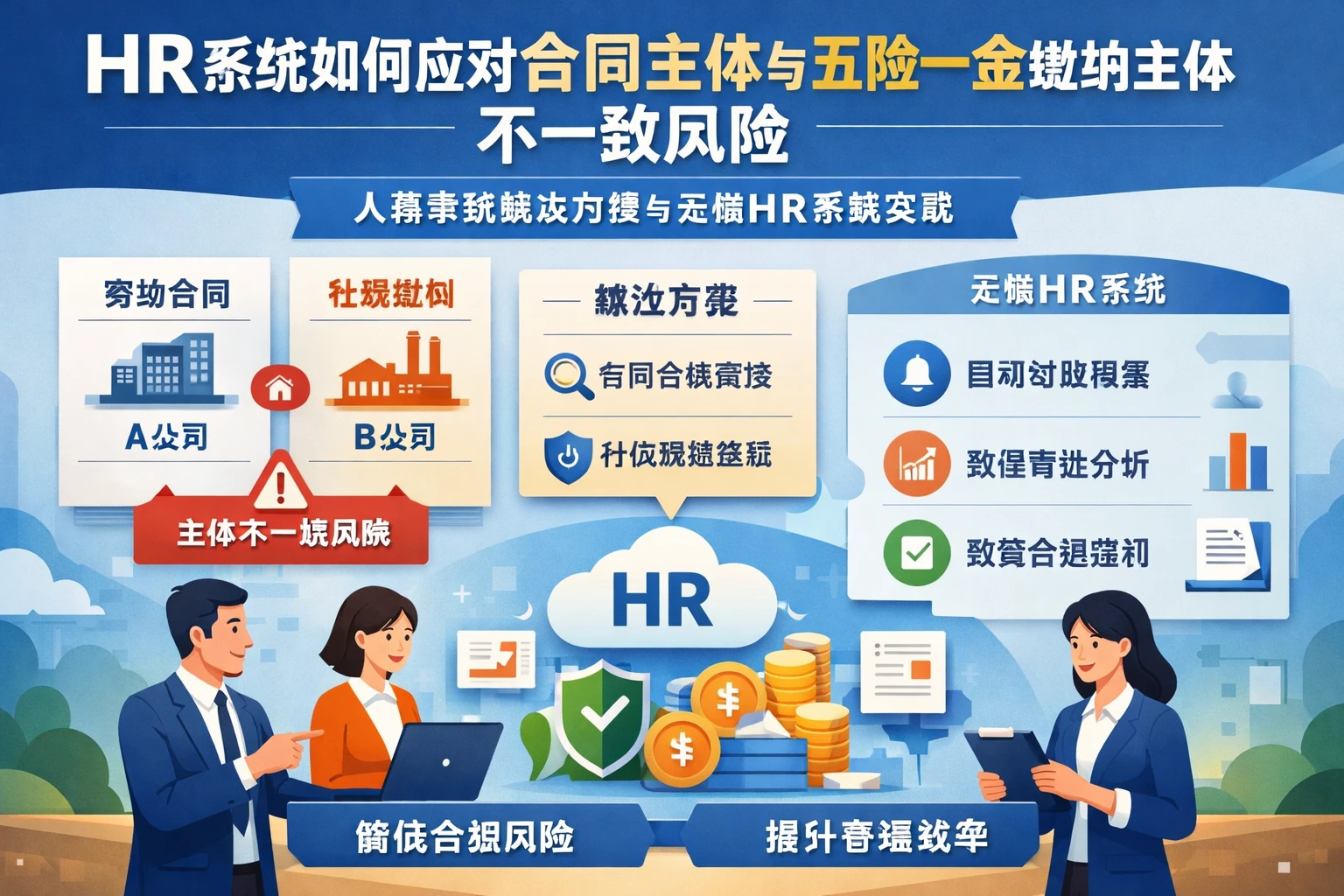 HR系统如何应对合同主体与五险一金缴纳主体不一致风险：人事系统解决方案与云端HR系统实践
