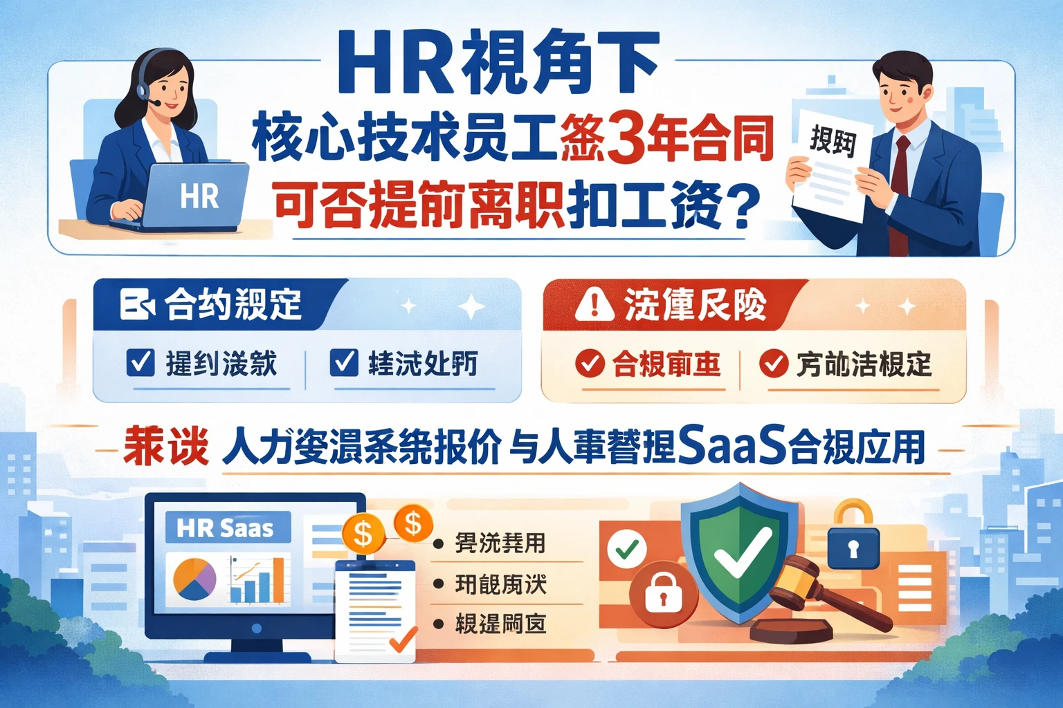 HR系统视角下，核心技术员工签3年合同可否提前离职扣工资？兼谈人力资源系统报价与人事管理SaaS合规应用