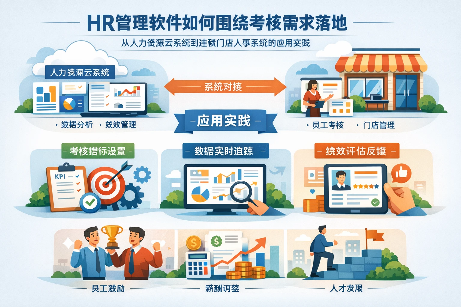 HR管理软件如何围绕考核需求落地：从人力资源云系统到连锁门店人事系统的应用实践