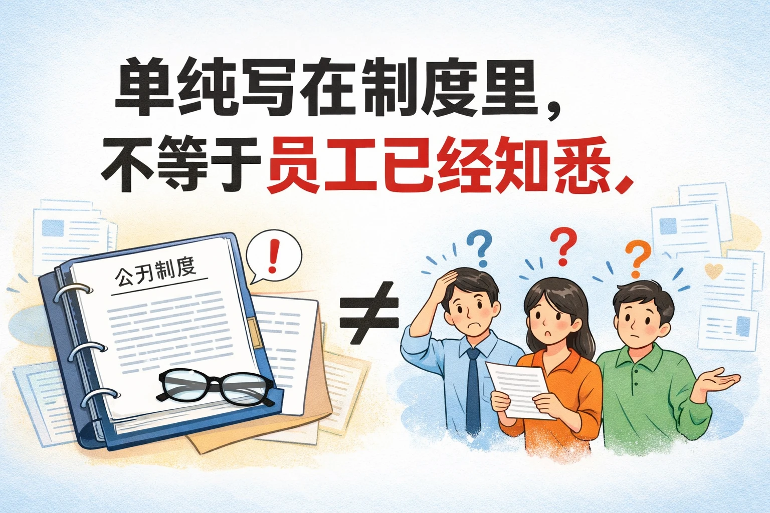 单纯写在制度里,不等于员工已经知悉