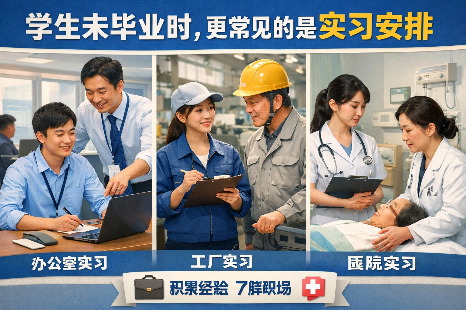 学生未毕业时，更常见的是实习安排