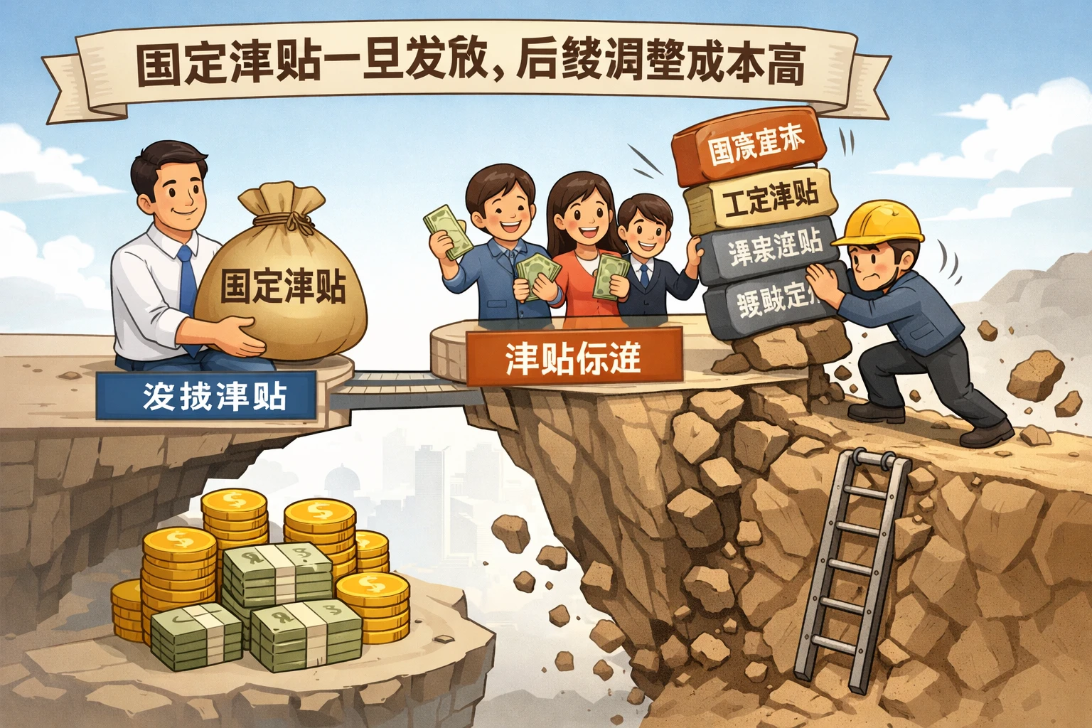 固定津贴一旦发放，后续调整成本高