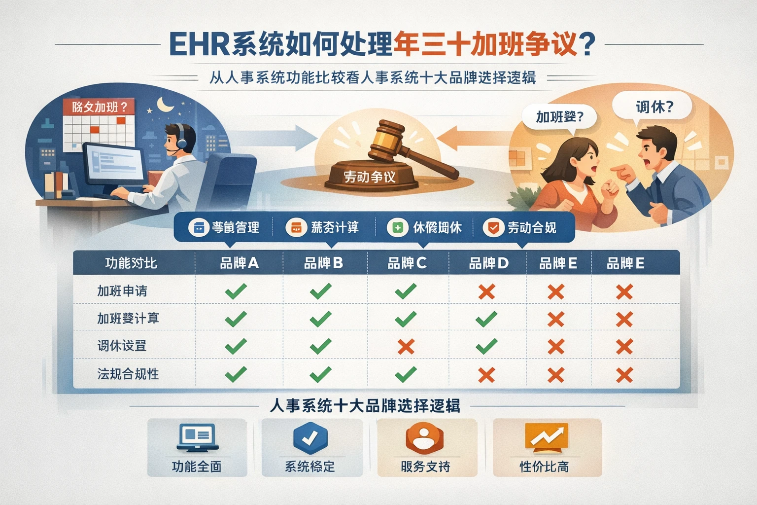ehr系统如何处理年三十加班争议:从人事系统功能比较看人事系统十大品牌选择逻辑