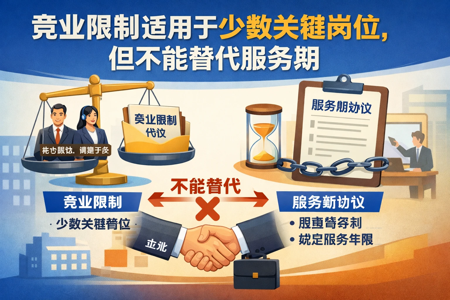 竞业限制适用于少数关键岗位，但不能替代服务期