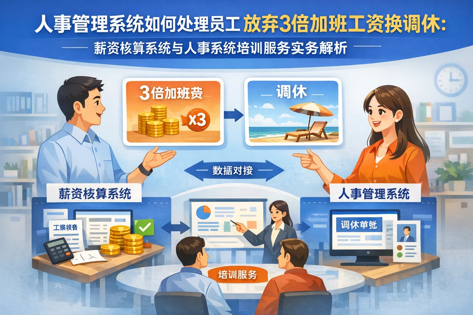 人事管理系统如何处理员工放弃3倍加班工资换调休:薪资核算系统与人事系统培训服务实务解析