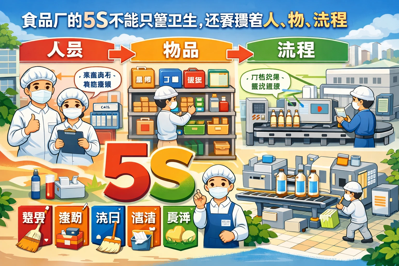 食品厂的5S不能只管卫生，还要覆盖人、物、流程