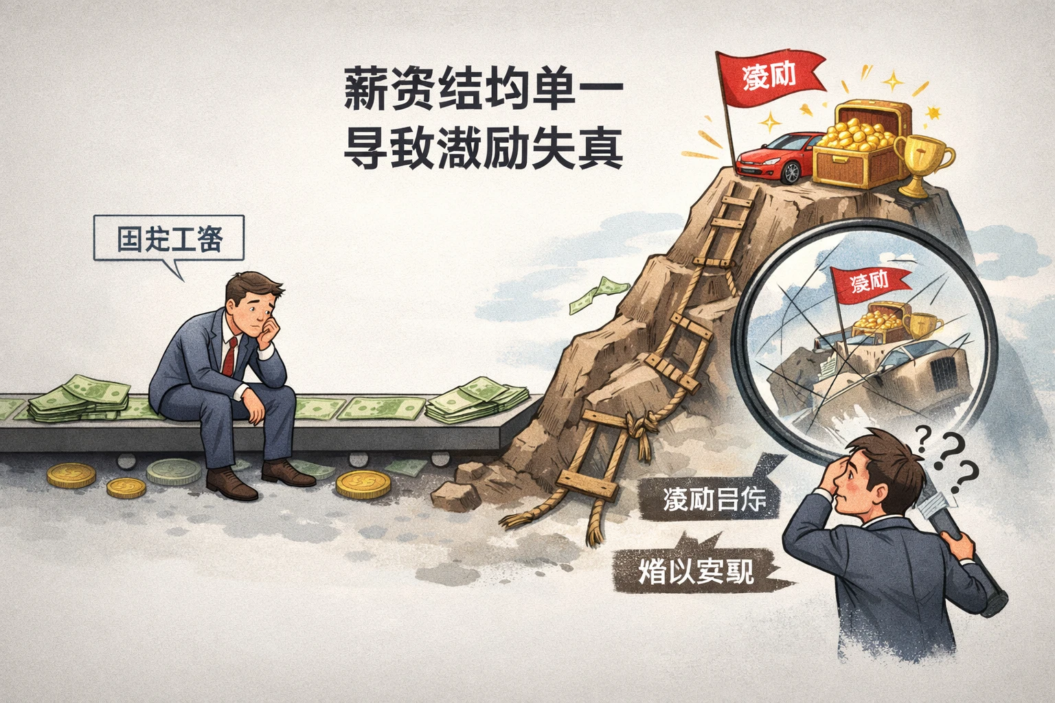 薪资结构单一，导致激励失真