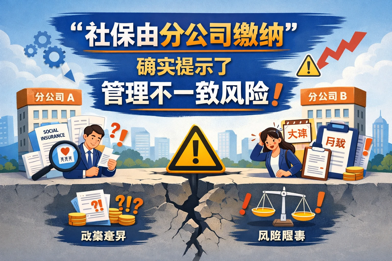 “社保由分公司缴纳”确实提示了管理不一致风险