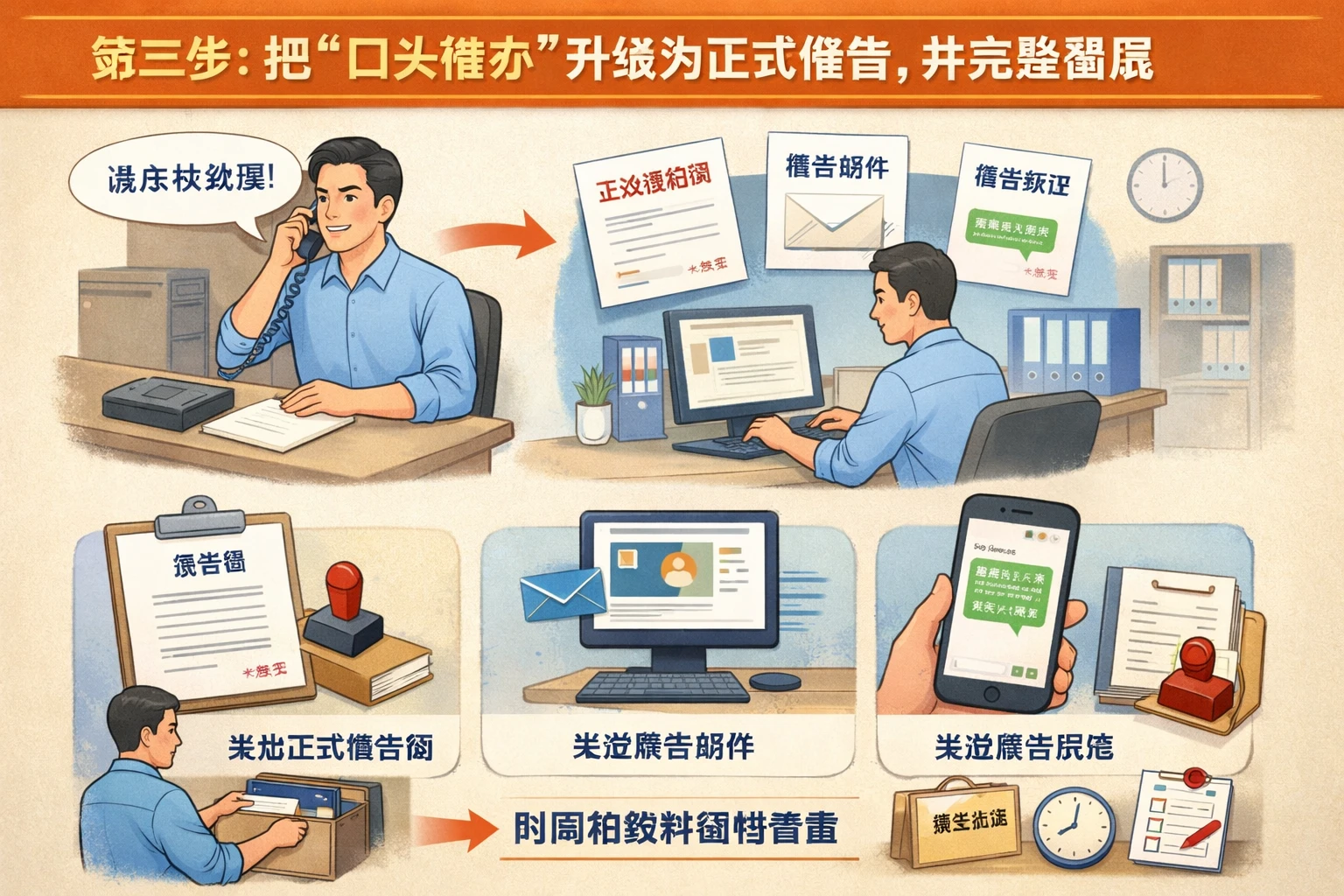 第二步：把“口头催办”升级为正式催告，并完整留痕