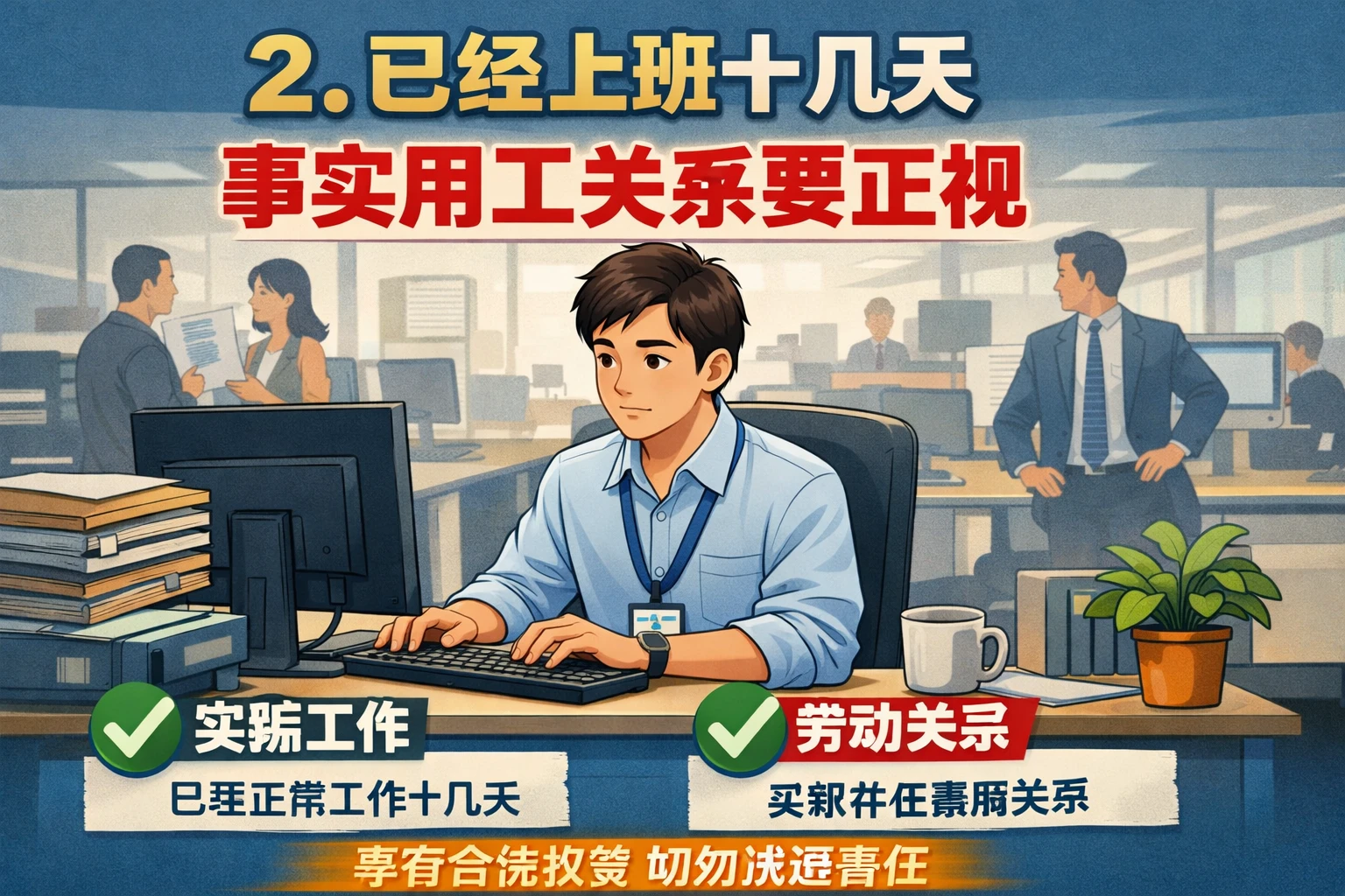 2. 已经上班十几天，事实用工关系要正视