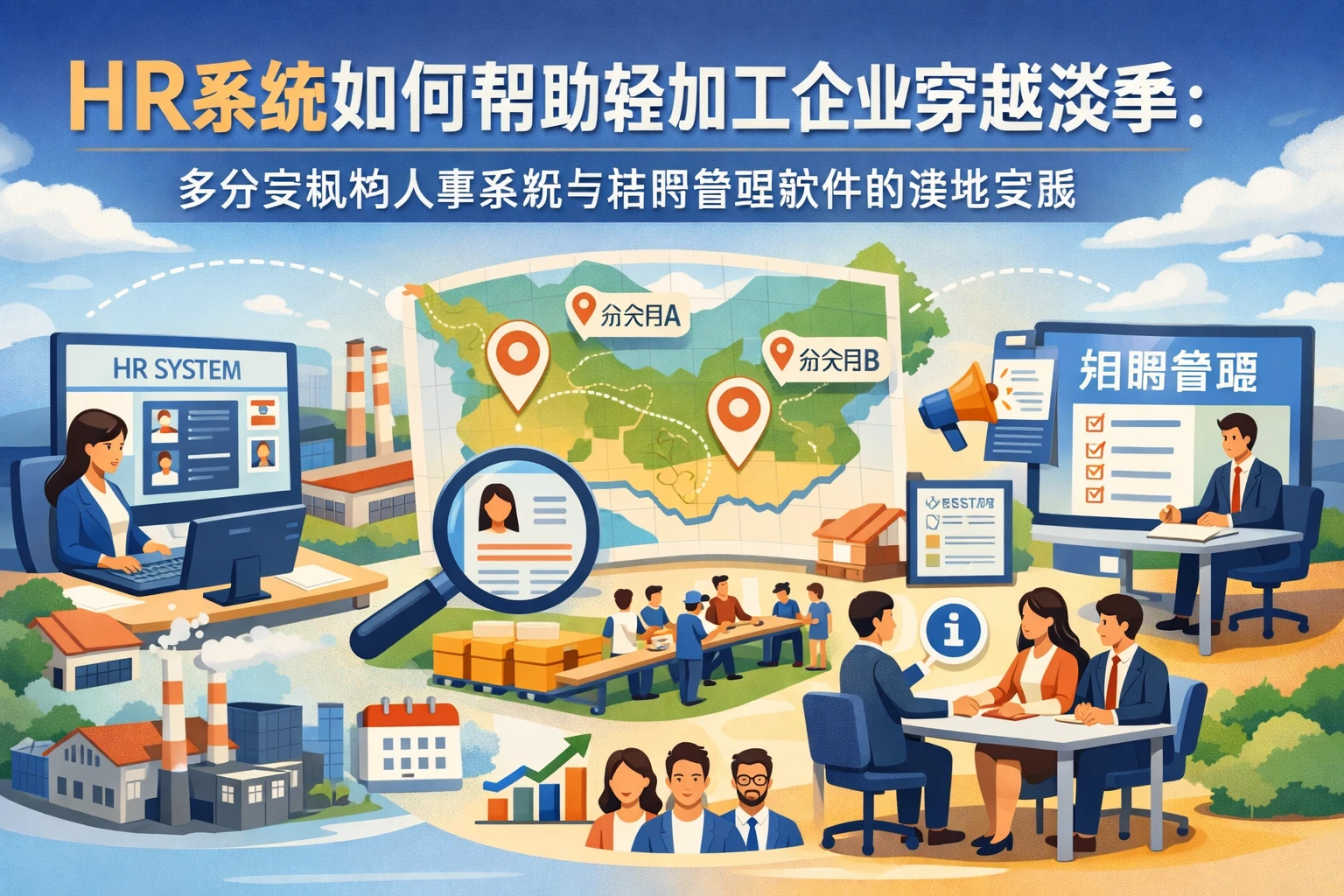 HR系统如何帮助轻加工企业穿越淡季：多分支机构人事系统与招聘管理软件的落地实践