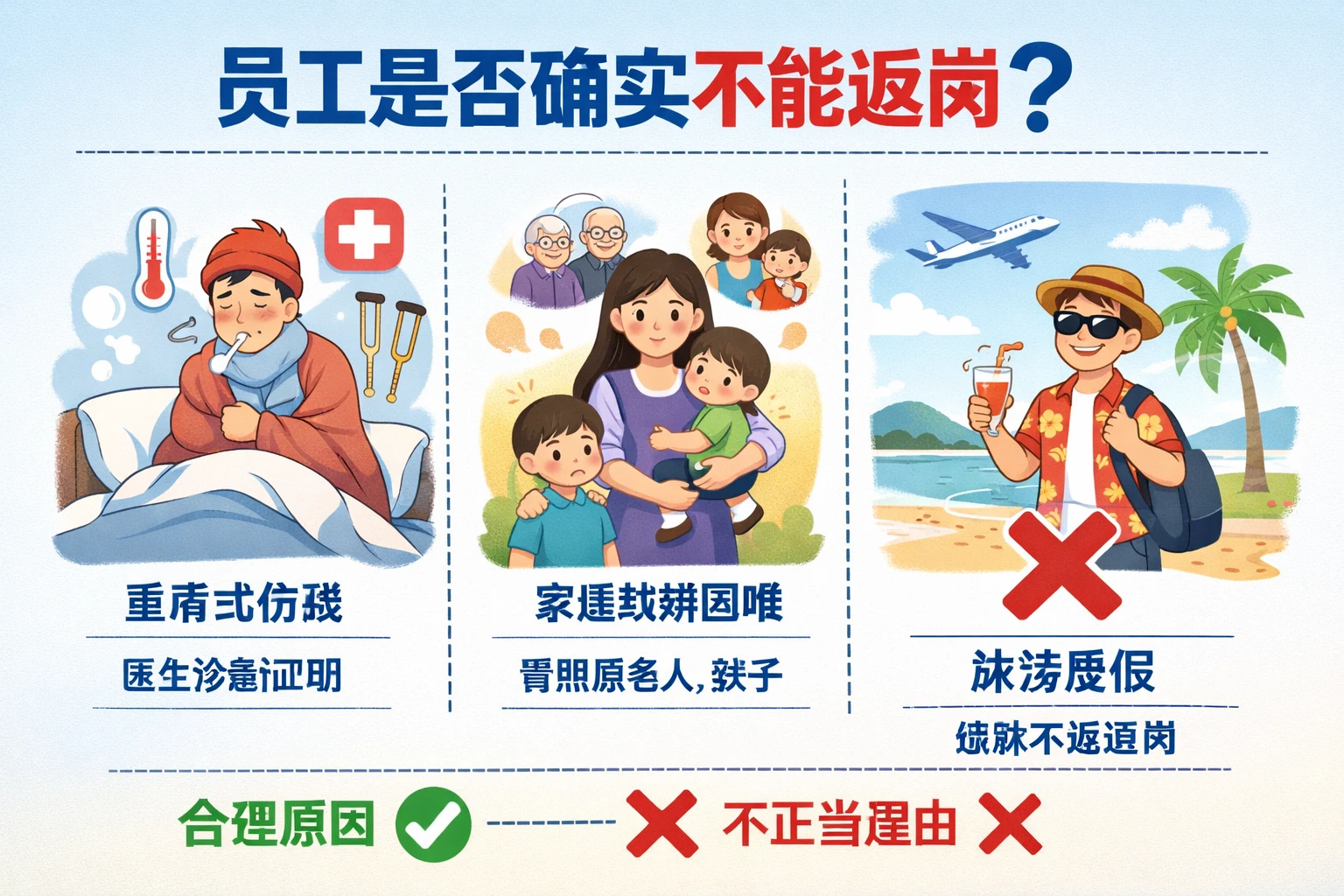 员工是否确实不能返岗