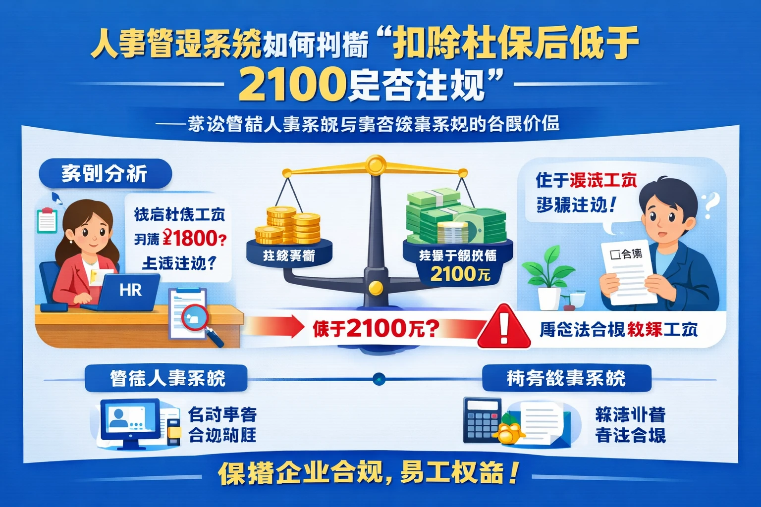 人事管理系统如何判断“扣除社保后低于2100是否违规”——兼谈智能人事系统与薪资核算系统的合规价值