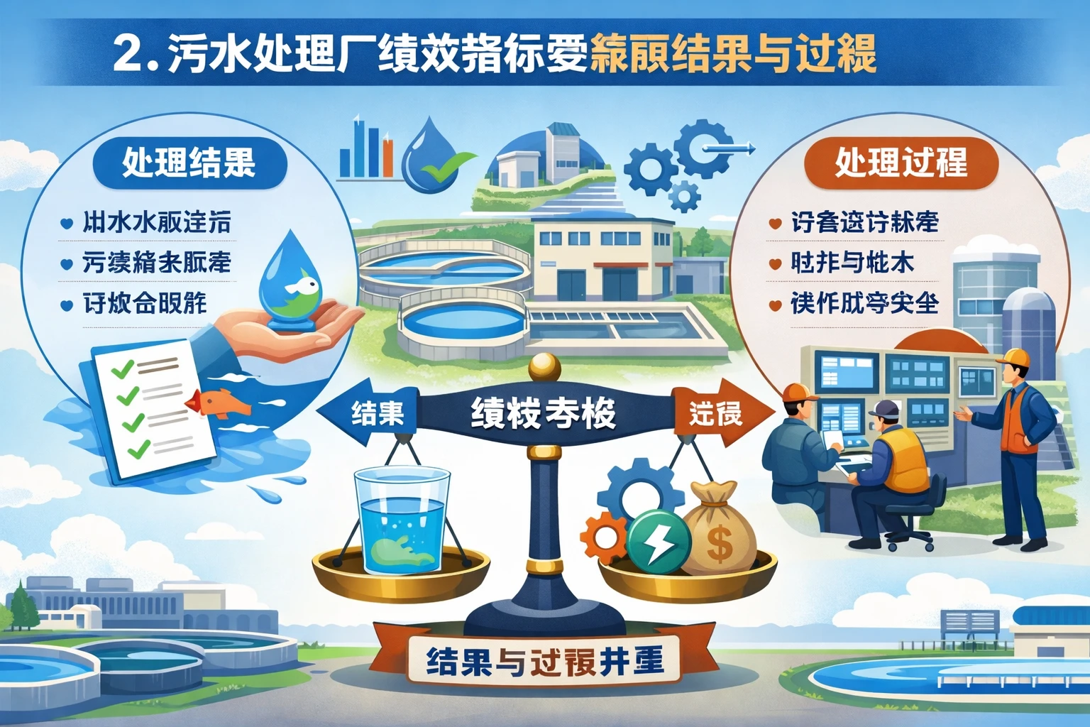 2. 污水处理厂绩效指标要兼顾结果与过程