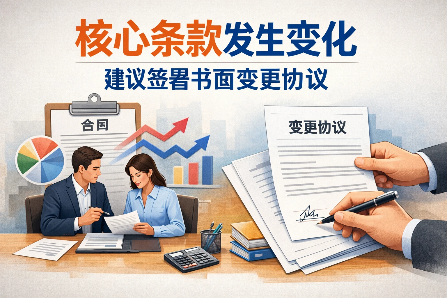 核心条款发生变化，建议签署书面变更协议