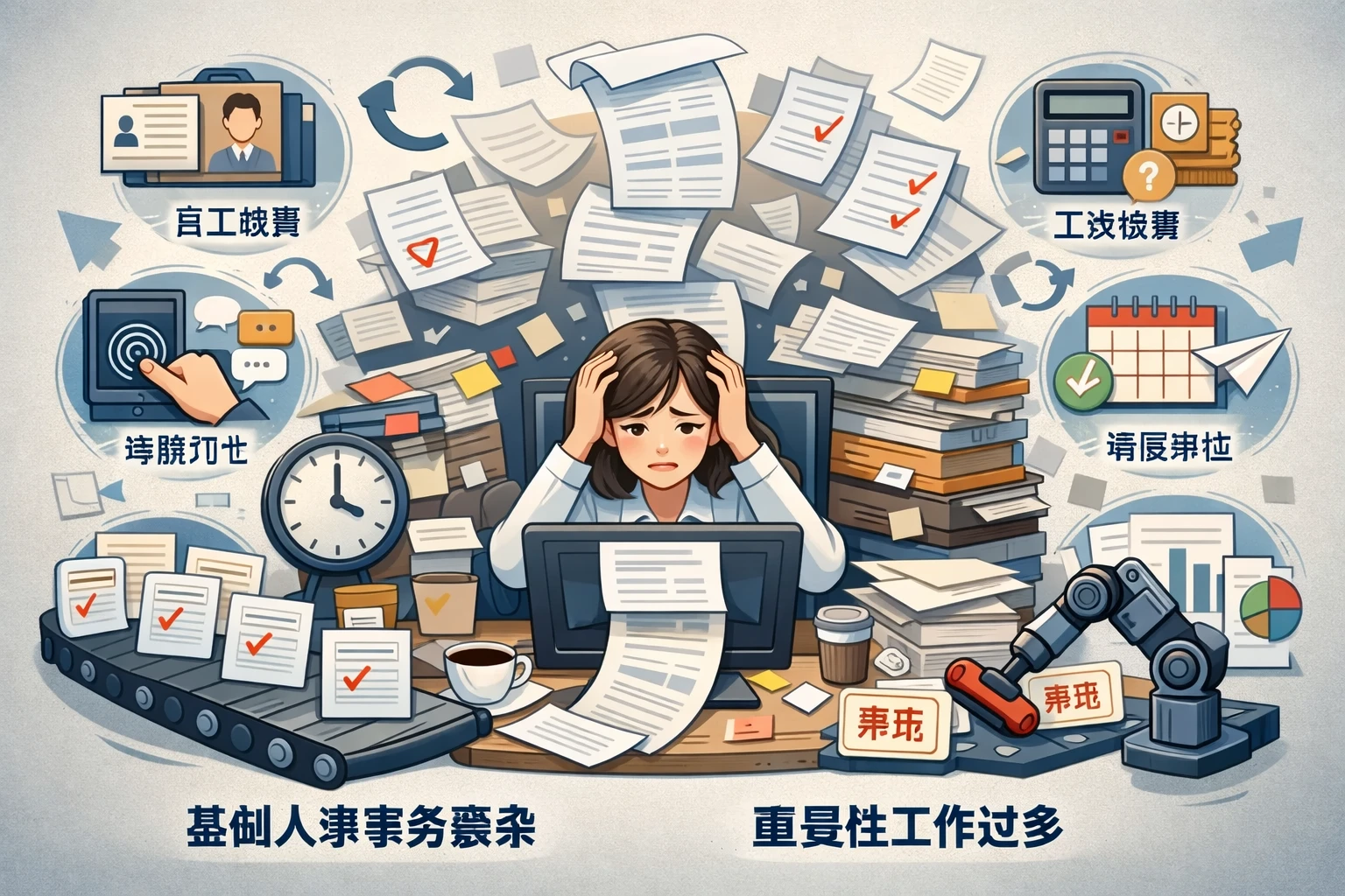 基础人事事务繁杂，重复性工作过多