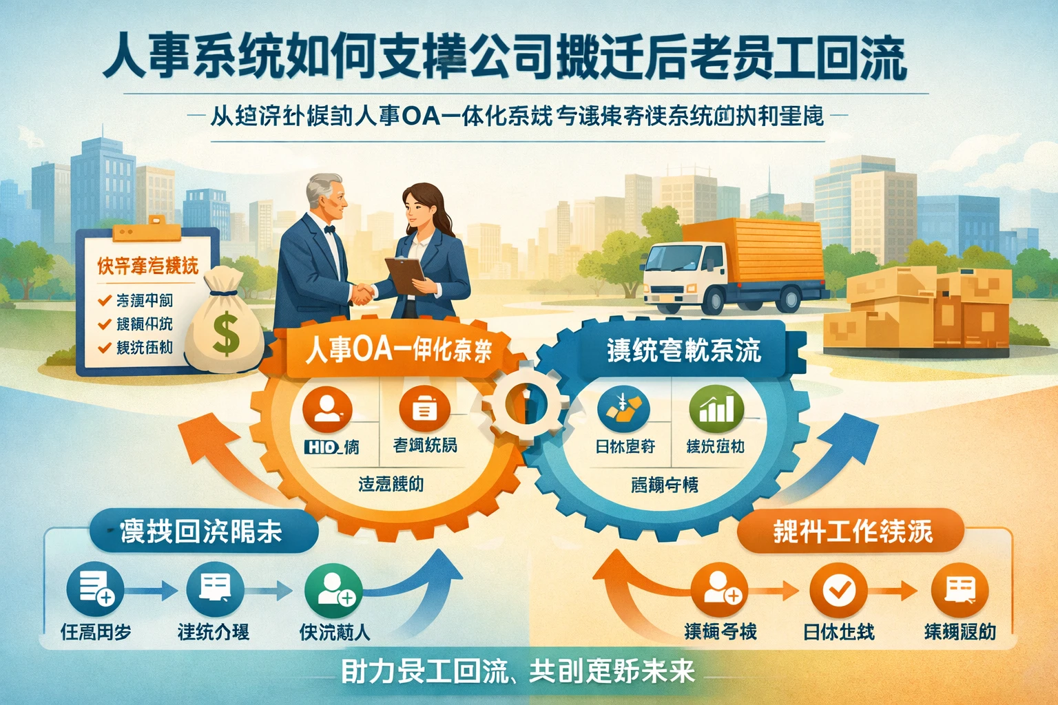 人事系统如何支撑公司搬迁后老员工回流:从经济补偿到人事OA一体化系统与绩效考核系统的协同落地