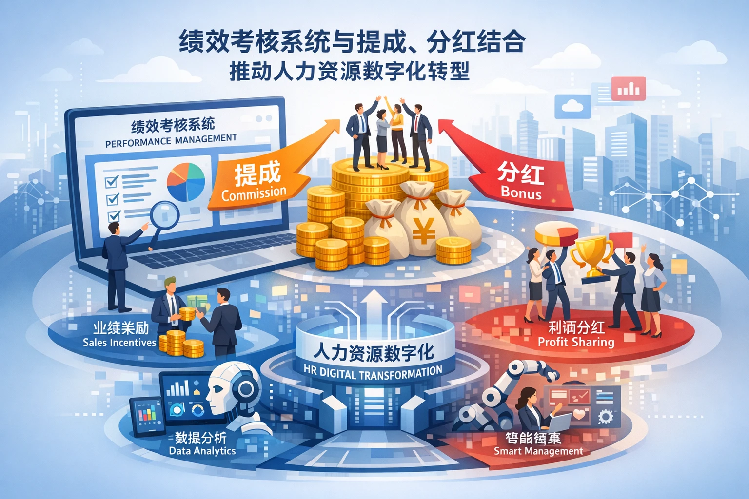 人力资源管理系统中，绩效考核系统如何与提成、分红结合，推动人力资源数字化转型