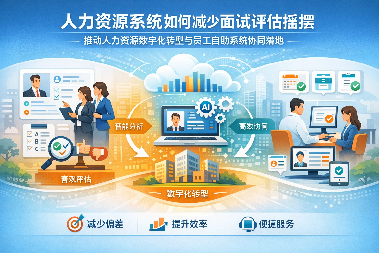 人力资源系统如何减少面试评估摇摆，推动人力资源数字化转型与员工自助系统协同落地