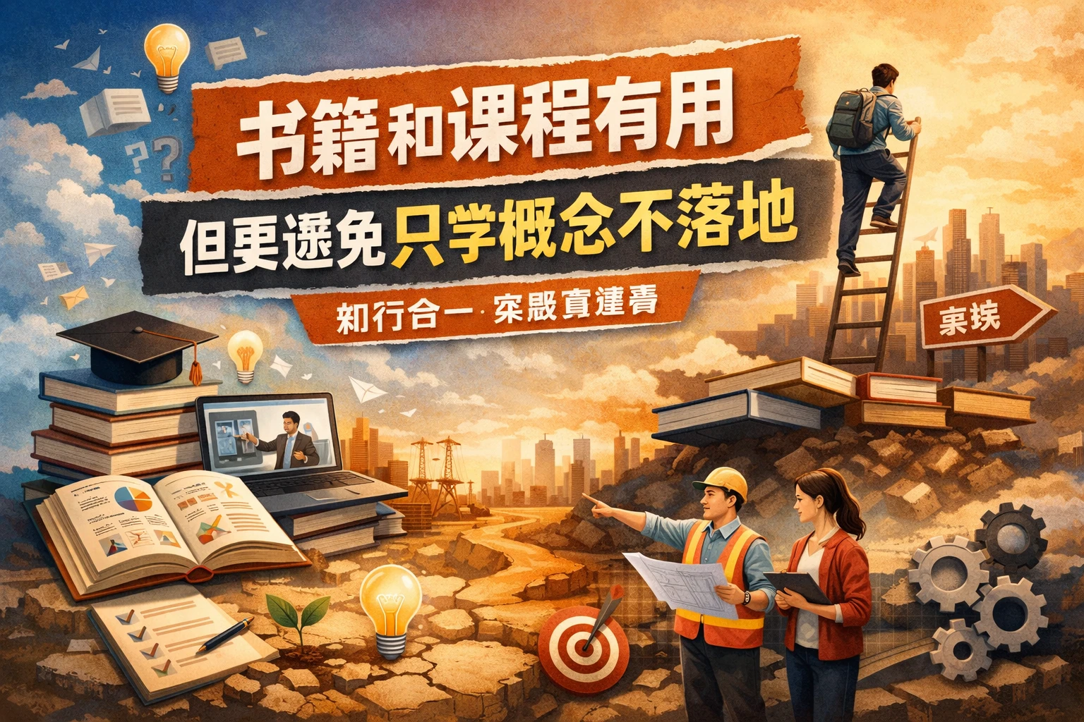 书籍和课程有用，但要避免只学概念不落地