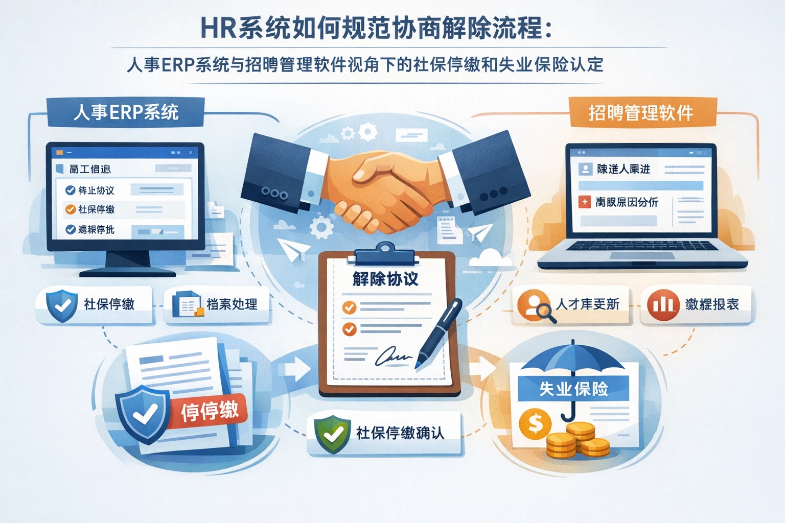 HR系统如何规范协商解除流程：人事ERP系统与招聘管理软件视角下的社保停缴和失业保险认定