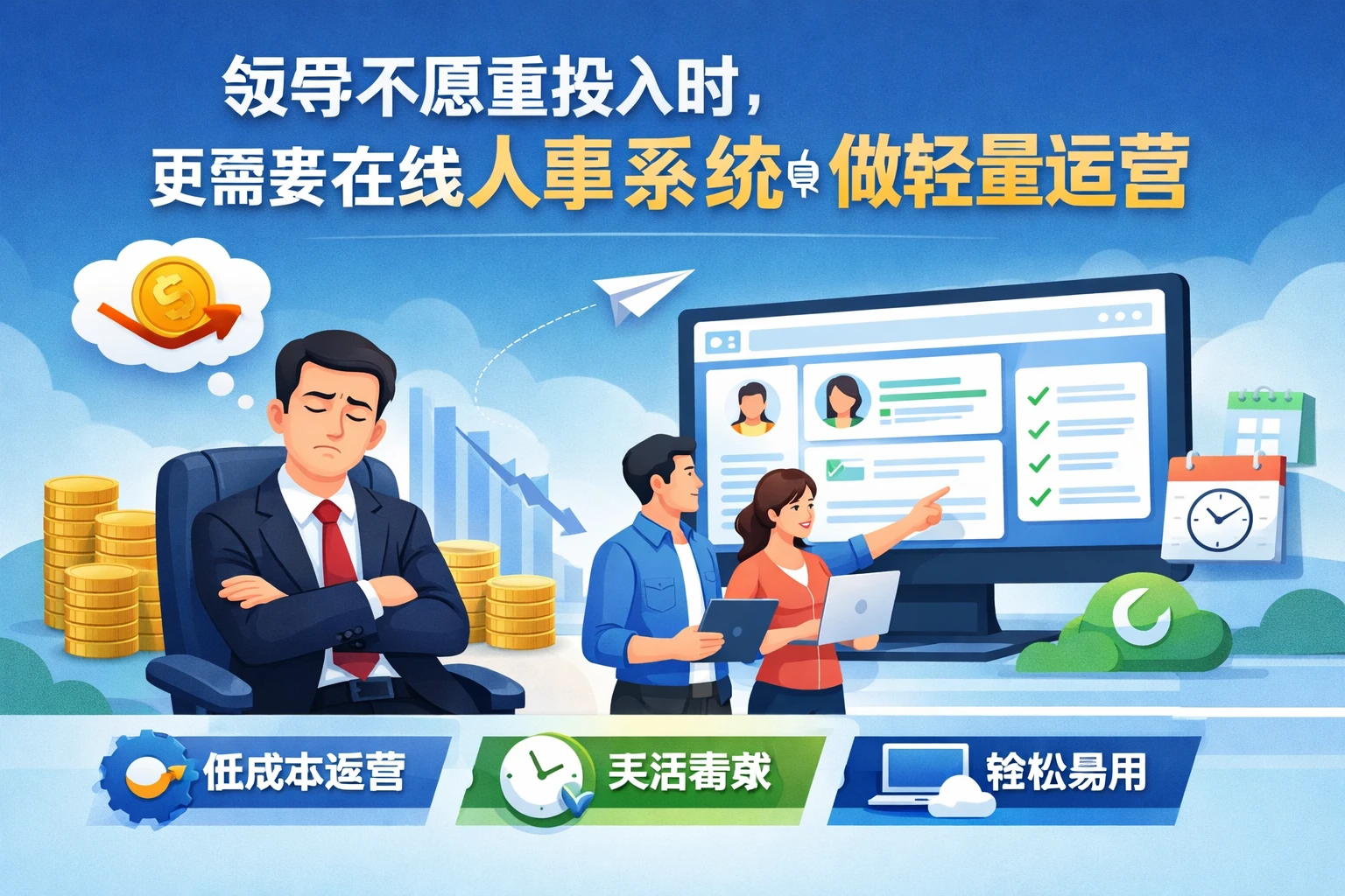 领导不愿重投入时，更需要在线人事系统做轻量运营