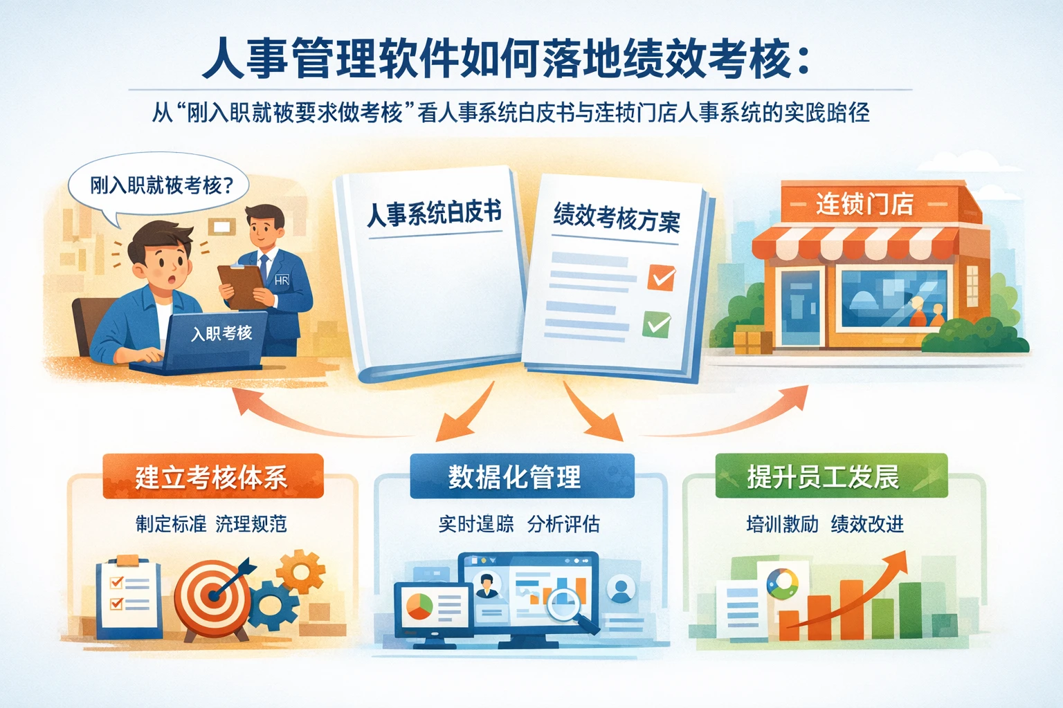 人事管理软件如何落地绩效考核：从“刚入职就被要求做考核”看人事系统白皮书与连锁门店人事系统的实践路径