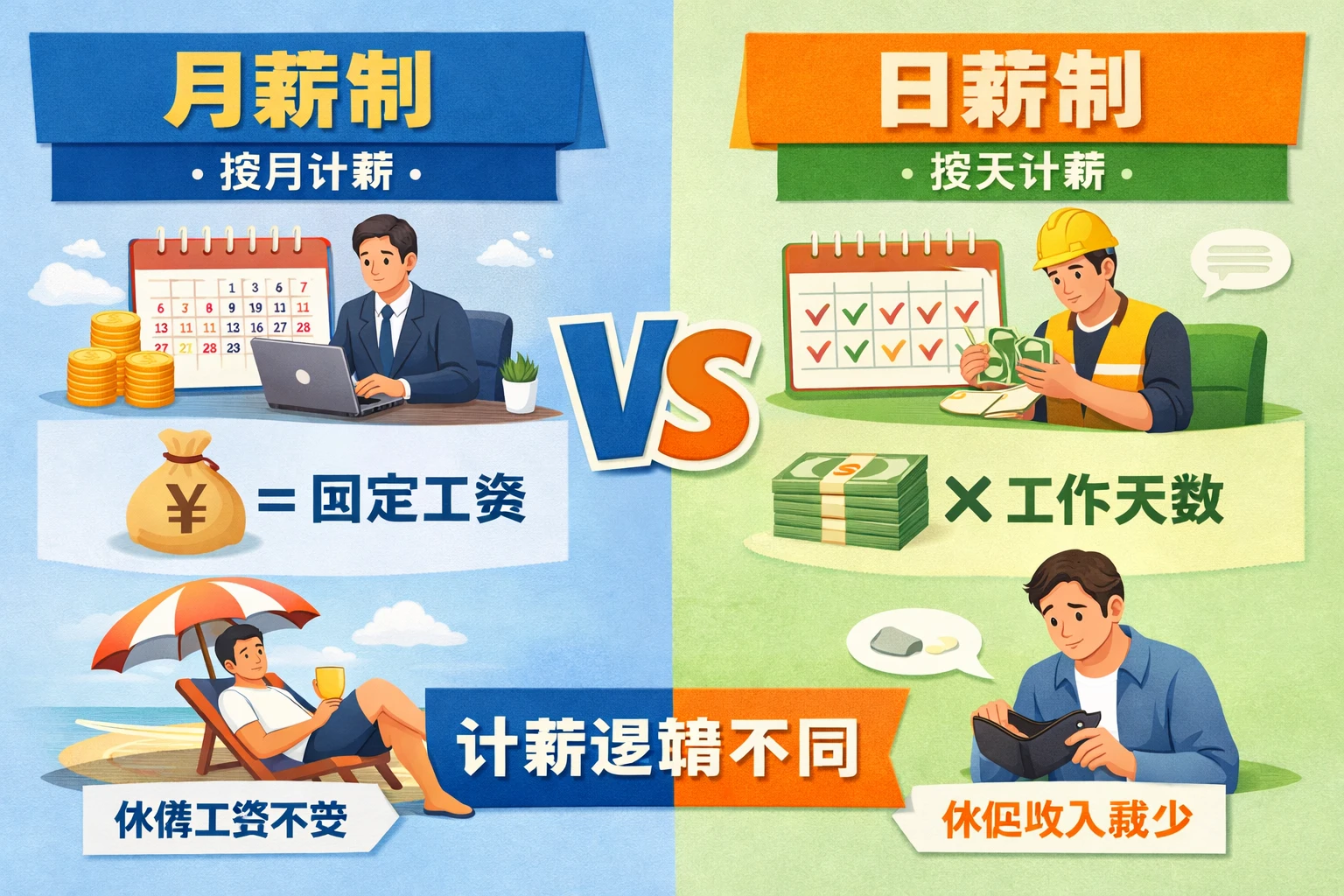 月薪制与日薪制,计薪逻辑不同