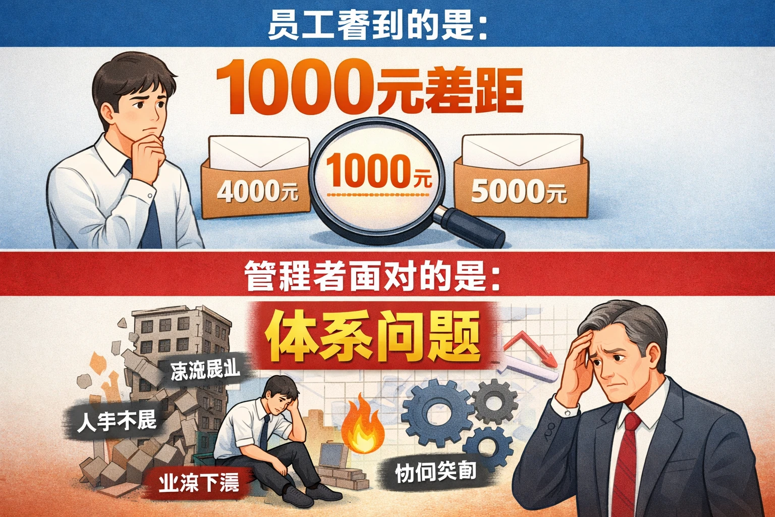 员工看到的是1000元差距，管理者面对的是体系问题