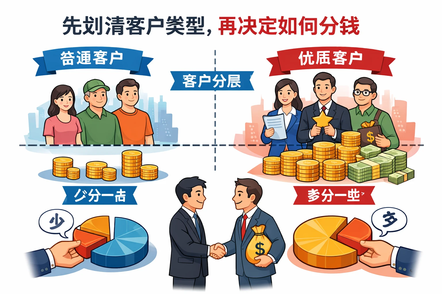 先划清客户类型，再决定如何分钱