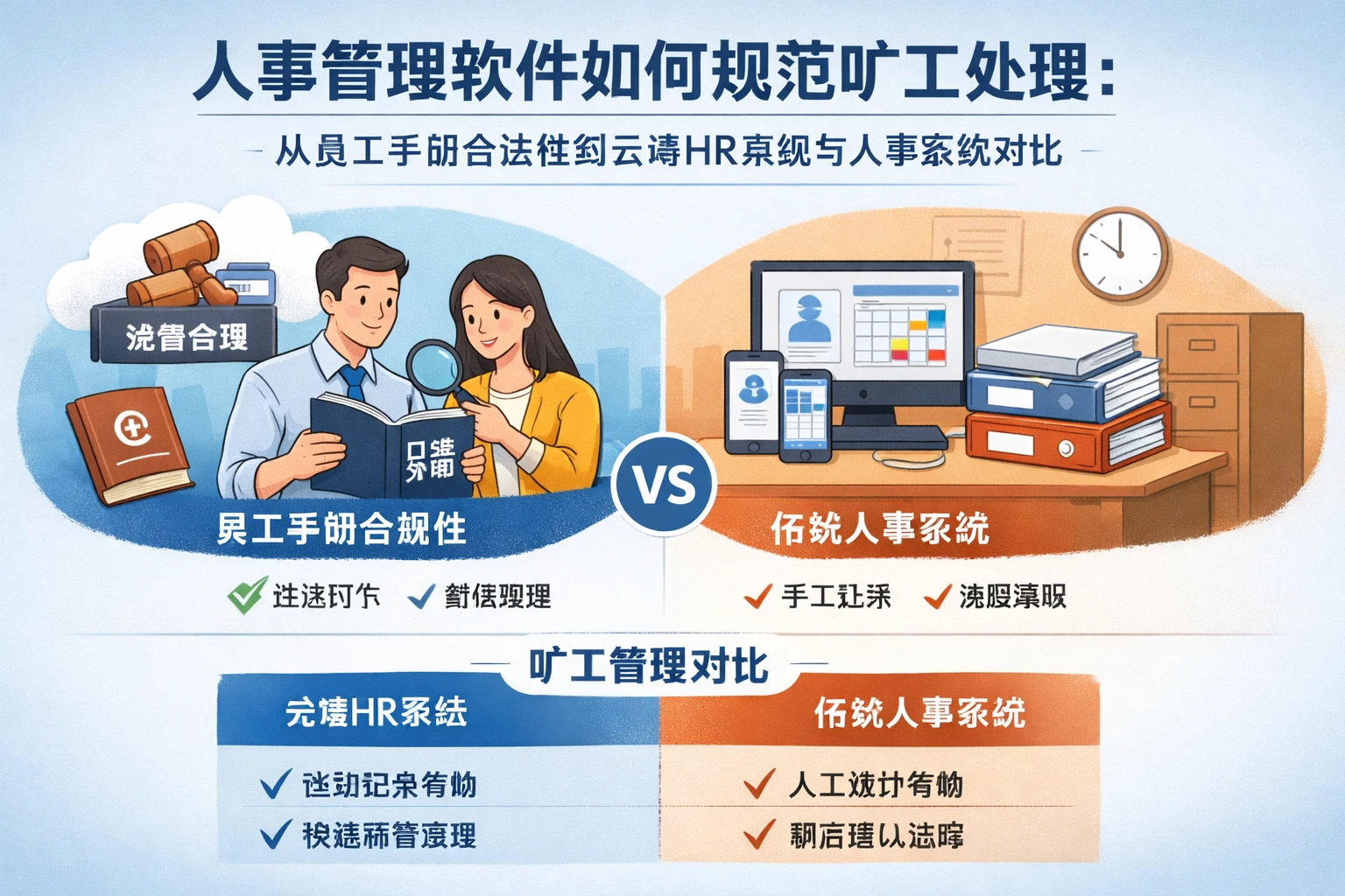 人事管理软件如何规范旷工处理：从员工手册合法性到云端HR系统与人事系统对比