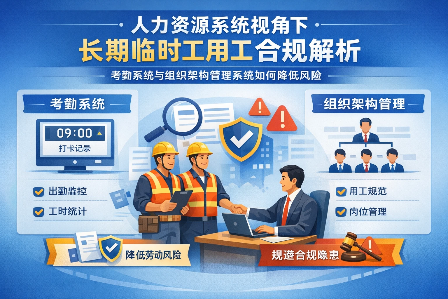 人力资源系统视角下，长期临时工用工合规解析：考勤系统与组织架构管理系统如何降低风险