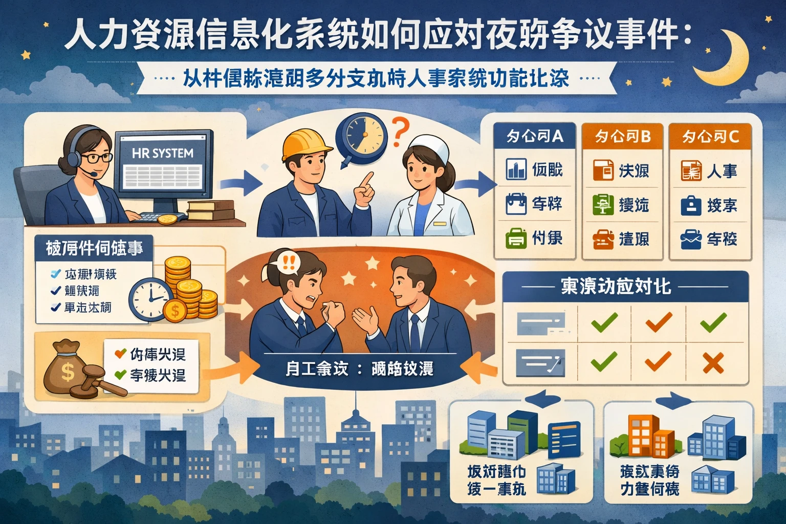 人力资源信息化系统如何应对夜班争议事件：从补偿标准到多分支机构人事系统功能比较