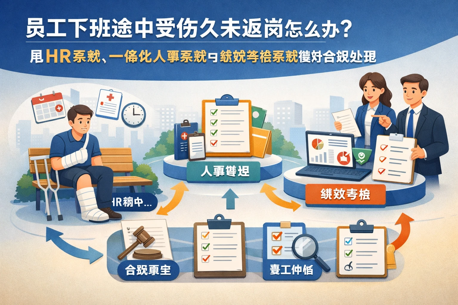 员工下班途中受伤久未返岗怎么办？用HR系统、一体化人事系统与绩效考核系统做好合规处理