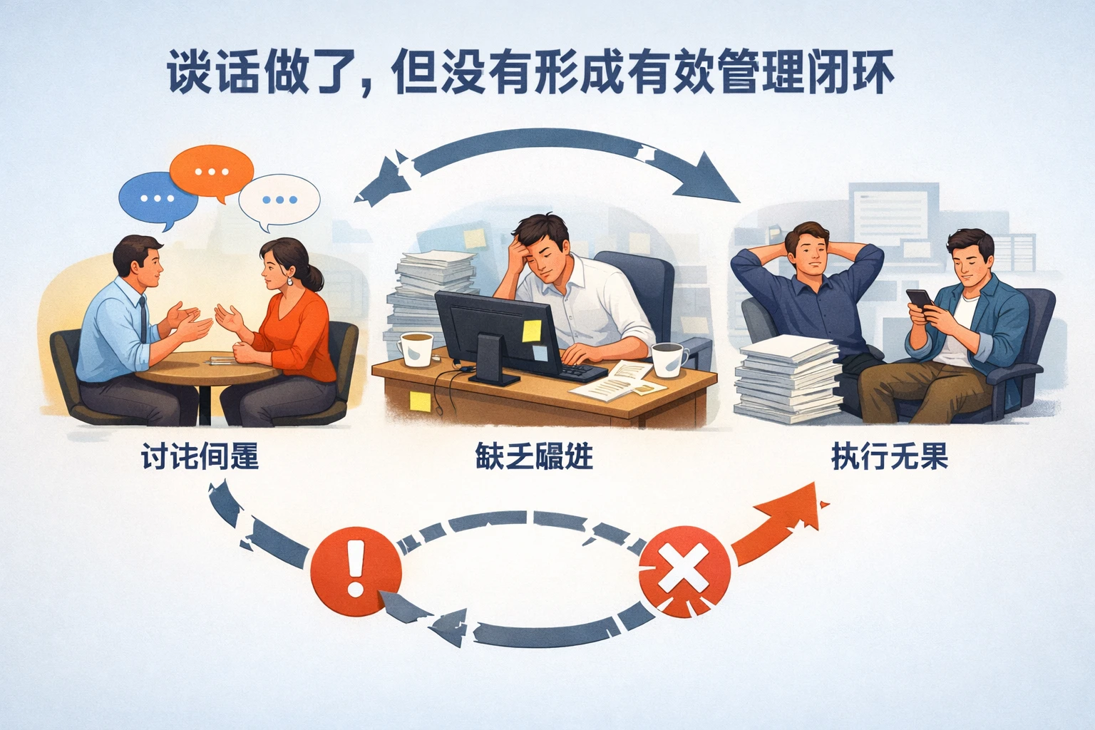 谈话做了，但没有形成有效管理闭环