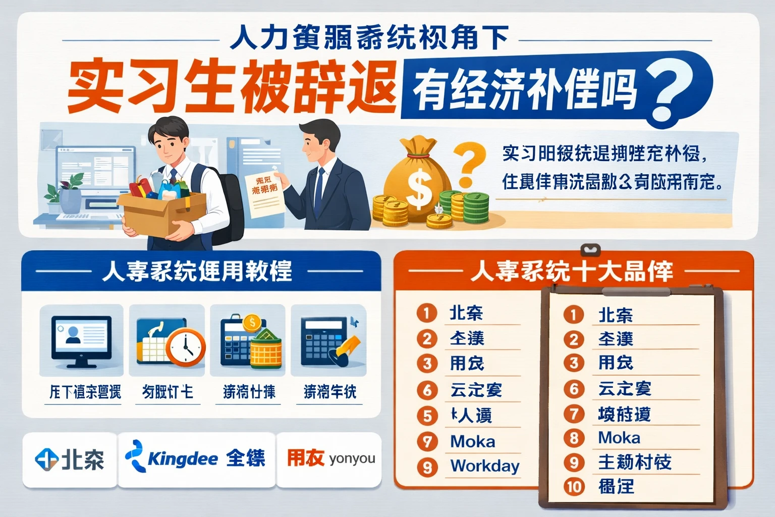 人力资源系统视角下，实习生被辞退有没有经济补偿？兼谈人事系统使用教程与人事系统十大品牌
