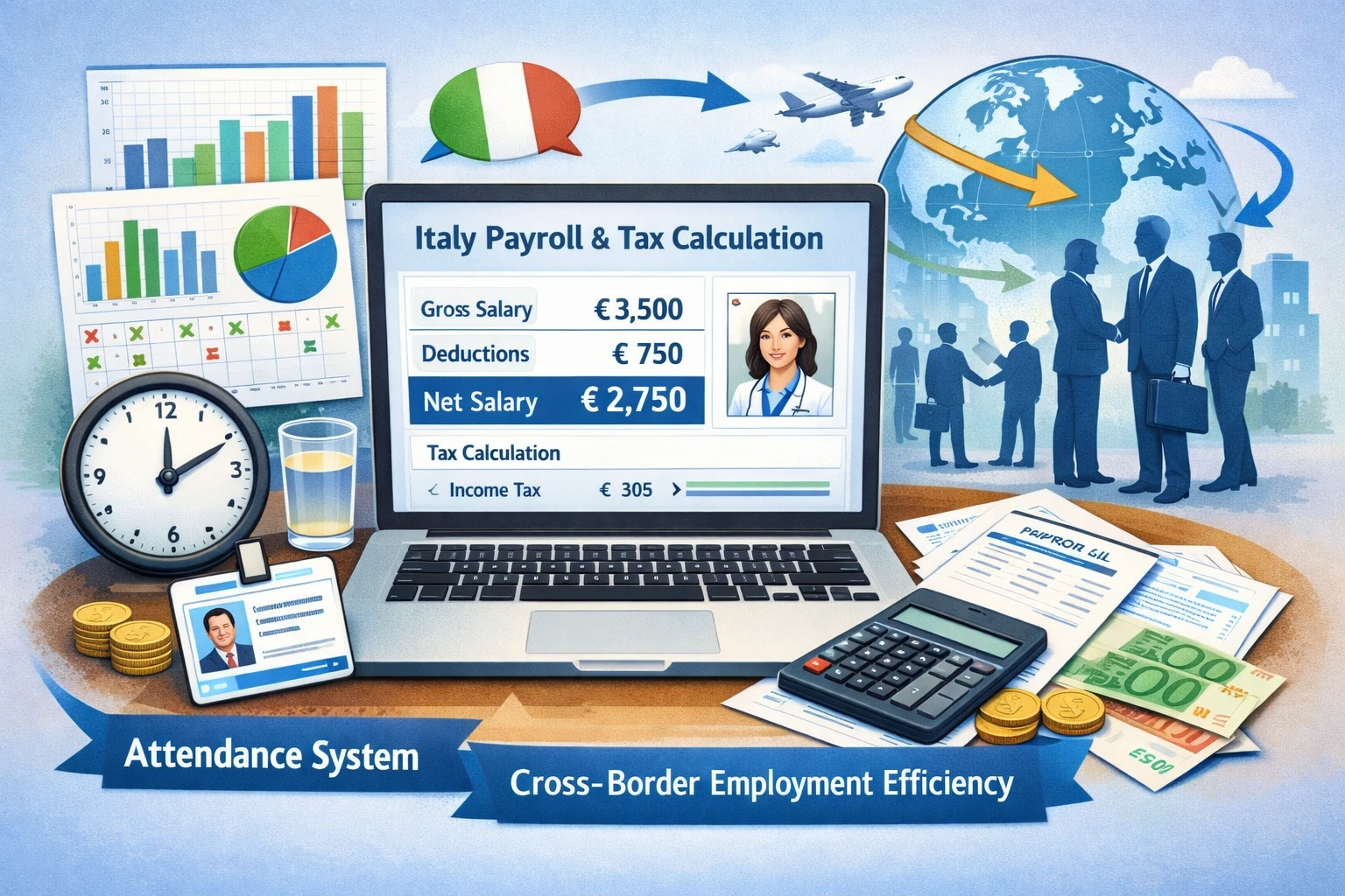 人力资源软件视角下看意大利个税计算与薪酬核算:考勤系统、医院人事系统如何提升跨国用工管理效率