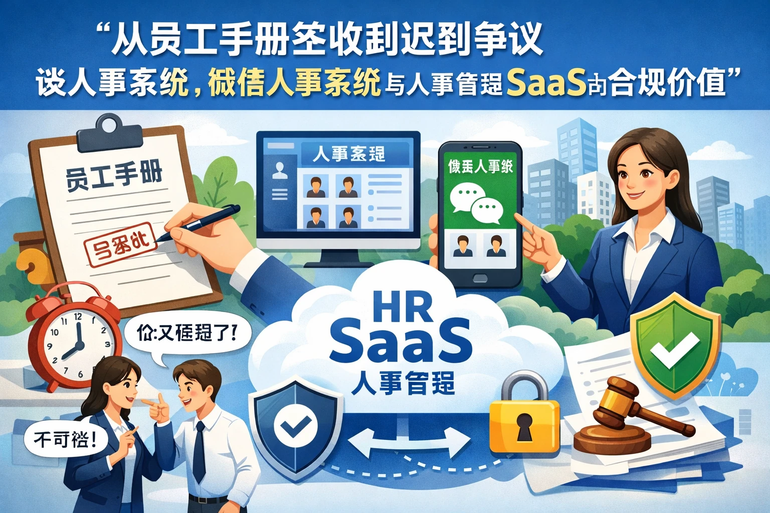 从员工手册签收到迟到争议,谈人事系统、微信人事系统与人事管理SaaS的合规价值