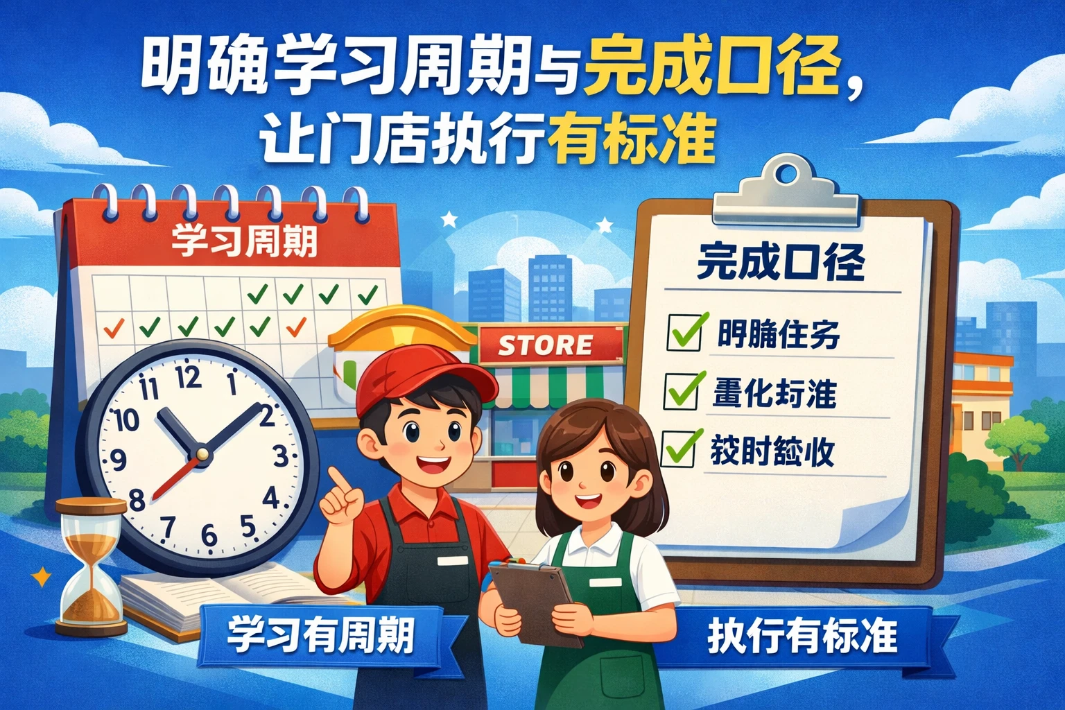 明确学习周期与完成口径，让门店执行有标准