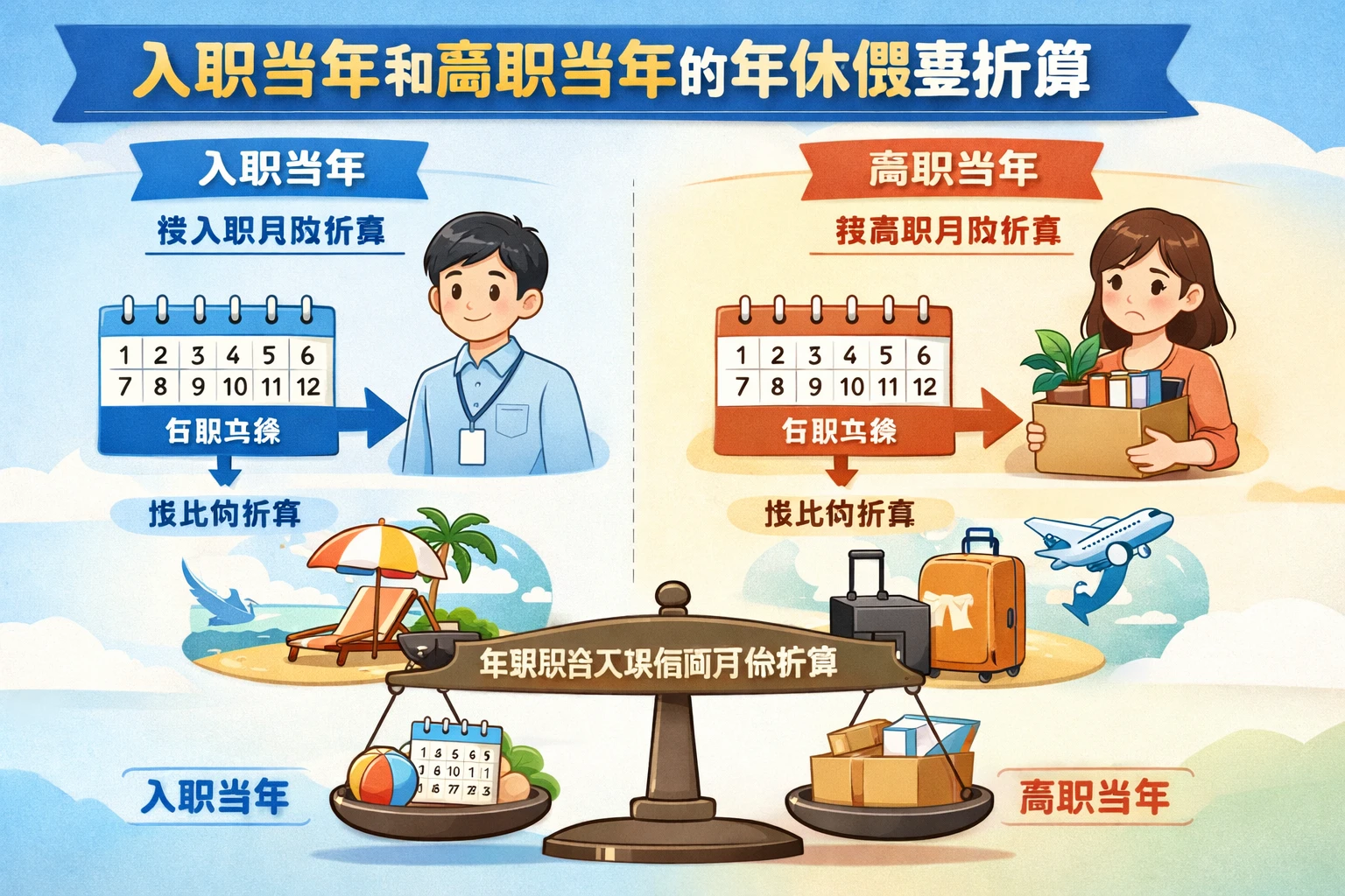 入职当年和离职当年的年休假要折算