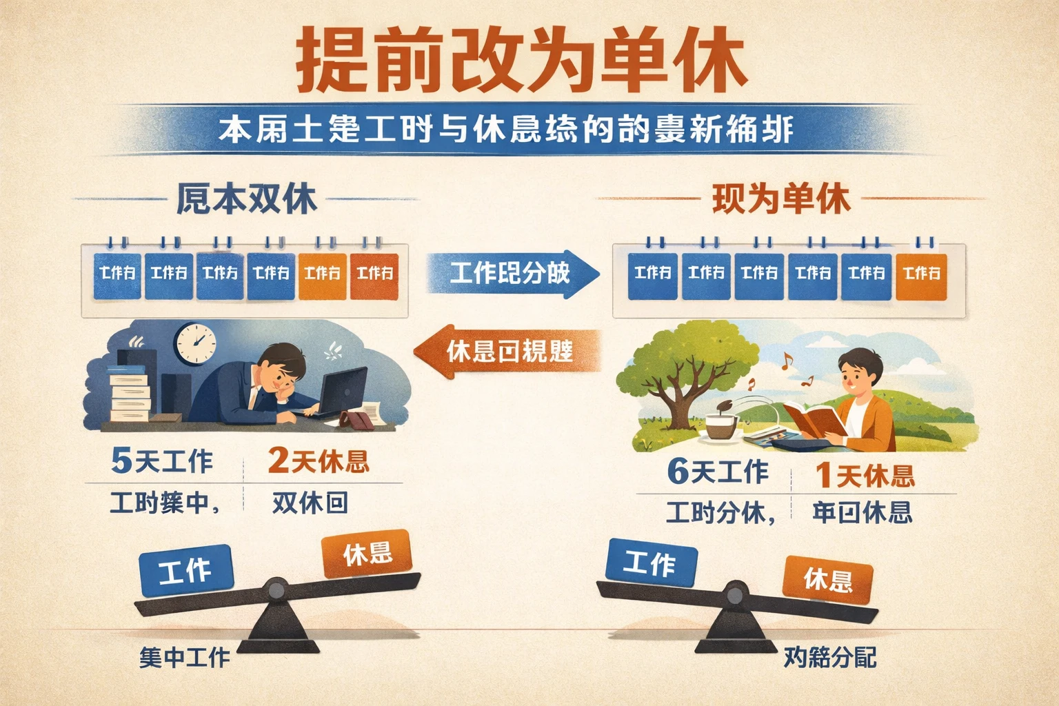 提前改为单休，本质上是工时与休息结构的重新编排