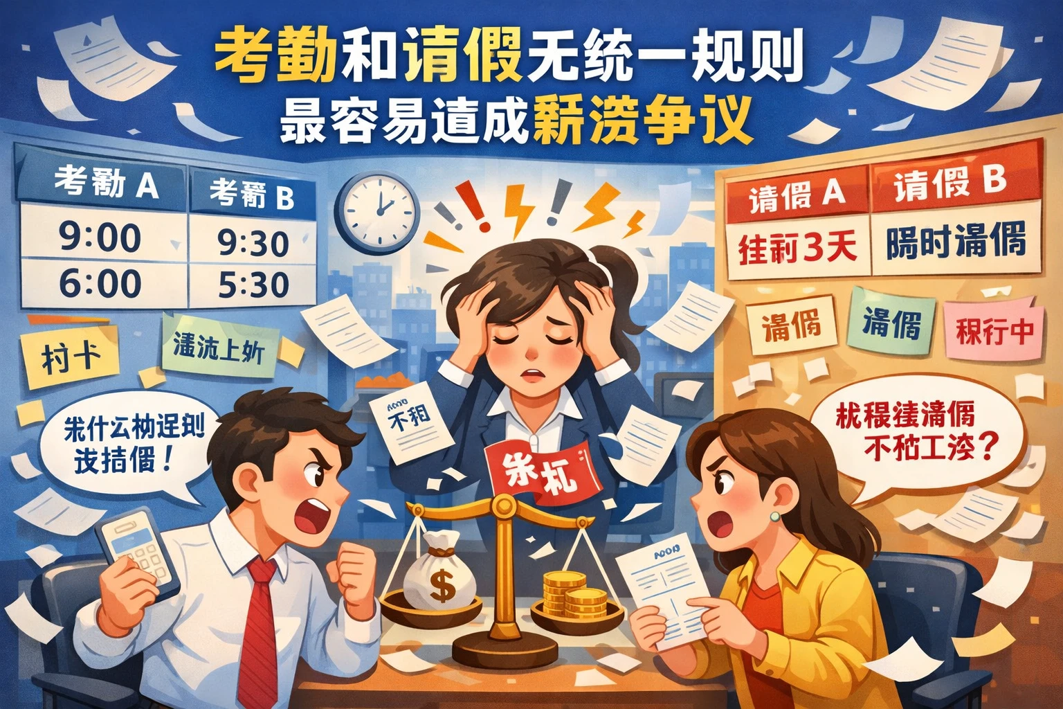 考勤和请假无统一规则，最容易造成薪资争议