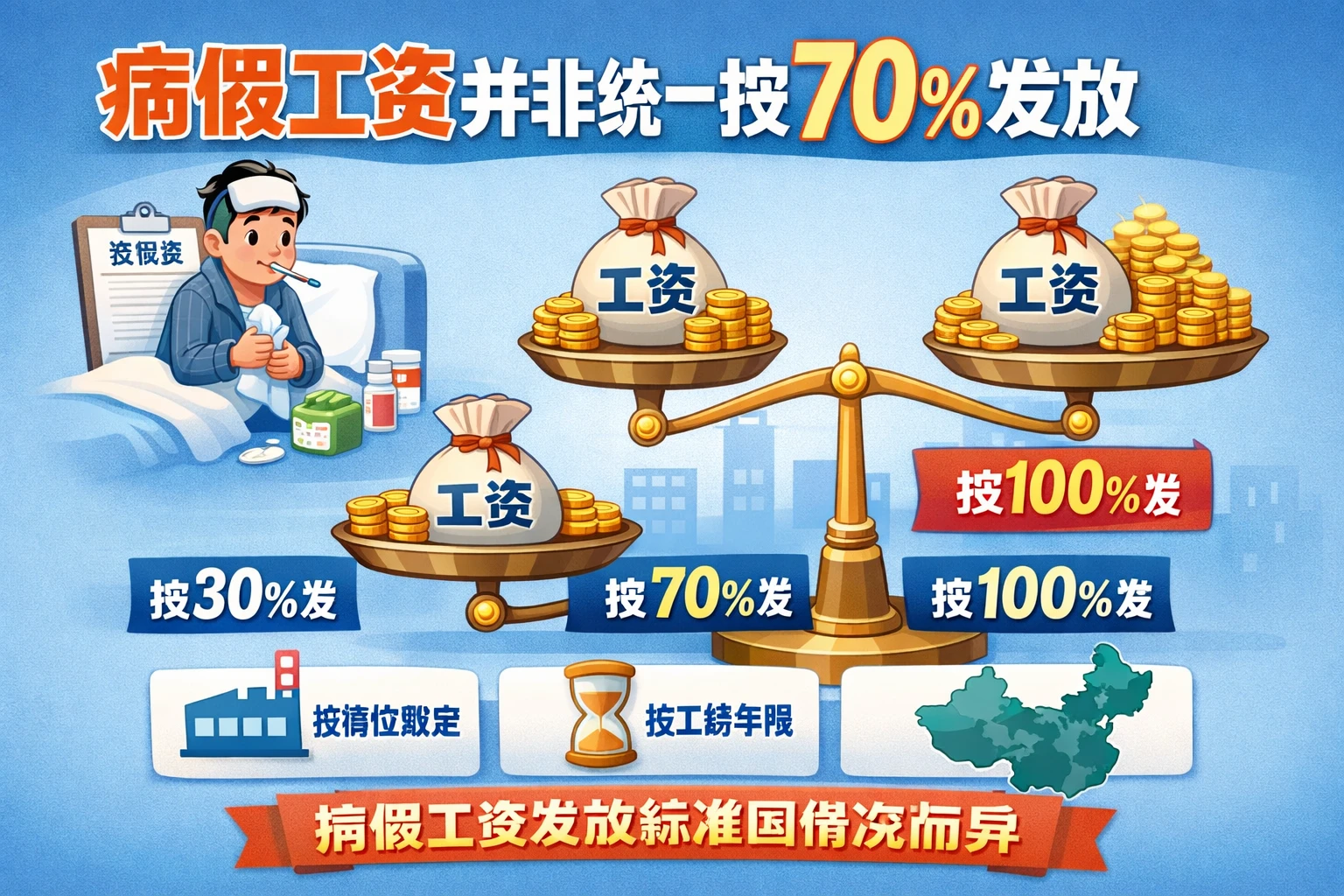 病假工资并非统一按70%发放