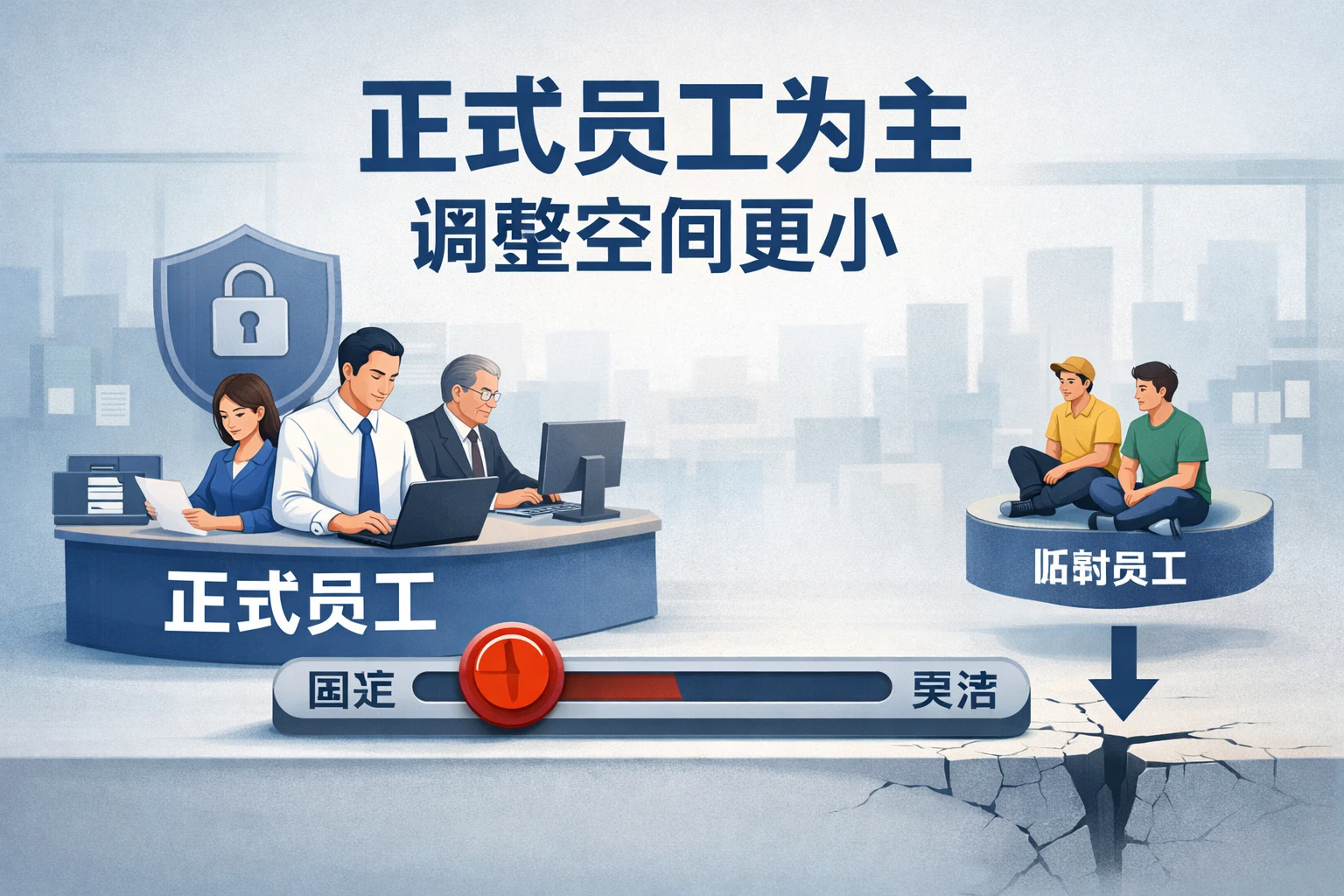 正式员工为主，调整空间更小